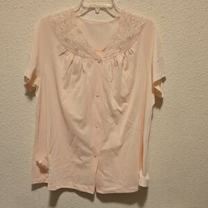 B17 Vinyage Shadowline Lace Trim Sleep Top in Soft Pink Sz 40